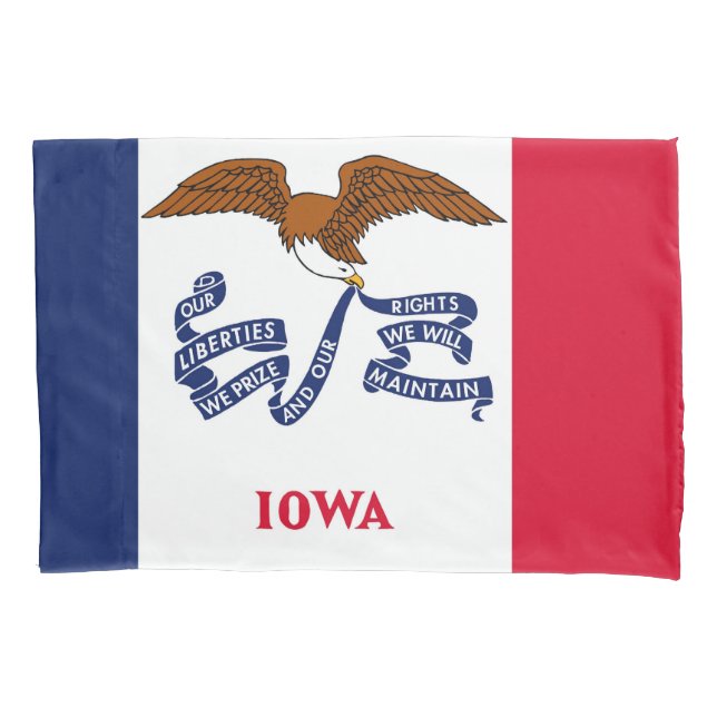 Patriotic Single Pillowcase flag of Iowa, USA (Front)