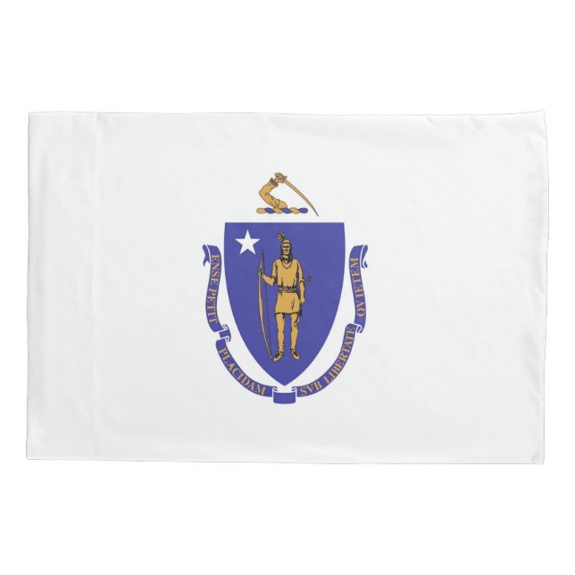 Patriotic Single Pillowcase flag of Massachusetts (Back)