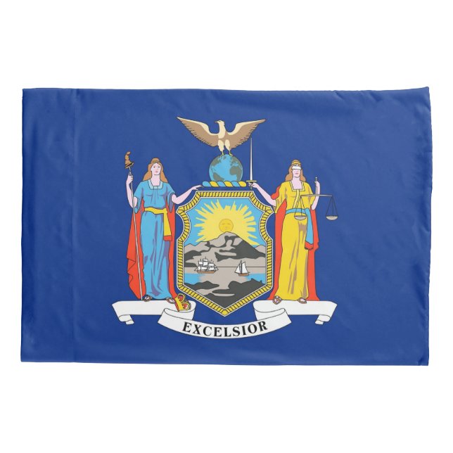 Patriotic Single Pillowcase flag of New York, USA (Back)