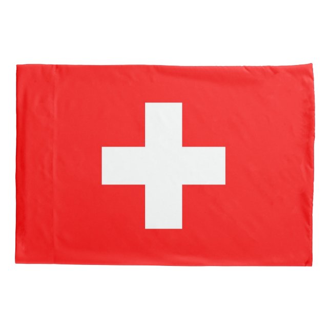 Patriotic Single Pillowcase flag of Switzerland (Back)