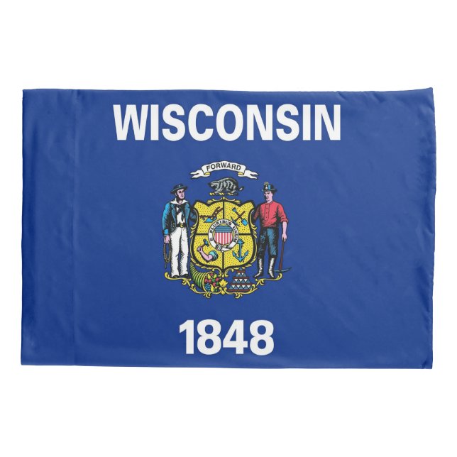 Patriotic Single Pillowcase flag of Wisconsin, USA (Back)