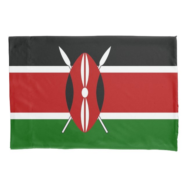 Patriotic Single Pillowcase with flag of Kenya (Front)