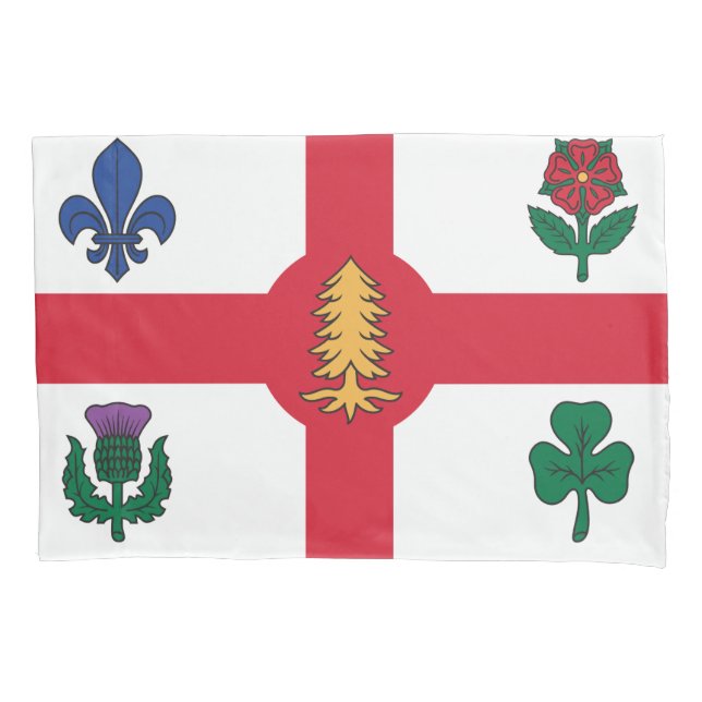 Patriotic Single Pillowcase with flag of Montreal (Front)