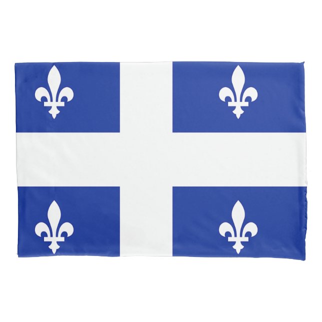 Patriotic Single Pillowcase with flag of Quebec (Front)
