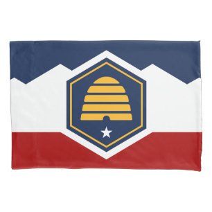 Patriotic Single Pillowcase with flag of Utah, USA