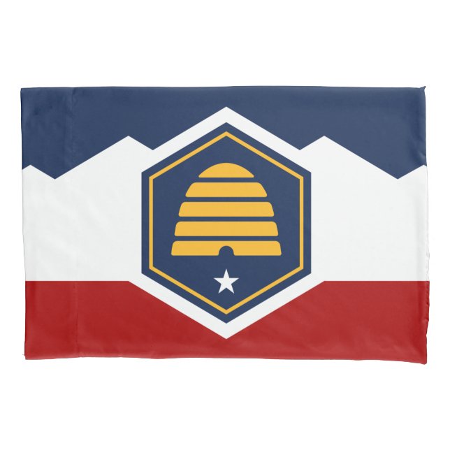 Patriotic Single Pillowcase with flag of Utah, USA (Front)