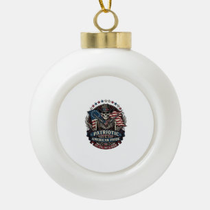 Patriotic Skeleton Cowboy Dark Patriot Skeleton &  Ceramic Ball Christmas Ornament