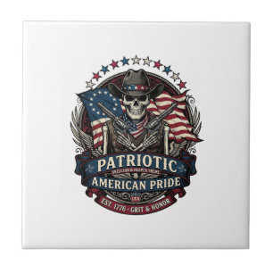 Patriotic Skeleton Cowboy Dark Patriot Skeleton &  Tile