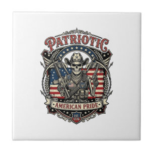 Patriotic Skeleton Cowboy Dark Patriot Skeleton &  Tile