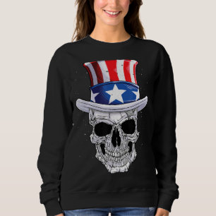 Patriotic Skull 4th July Uncle Sam Hat American Fl Sweatshirt
