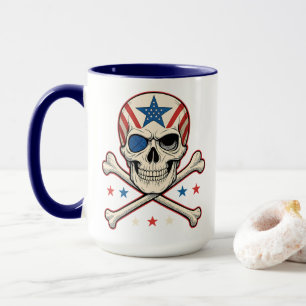 Patriotic Skull and Crossbones American Flag Mug