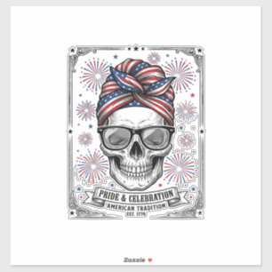 Patriotic Skull Fireworks Vintage Engraving Shirt_