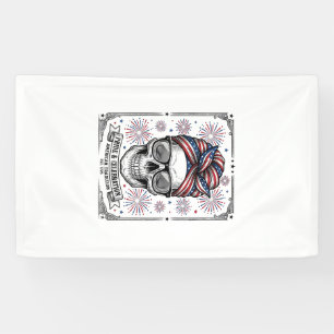 Patriotic Skull Fireworks Vintage Engraving Shirt_ Banner