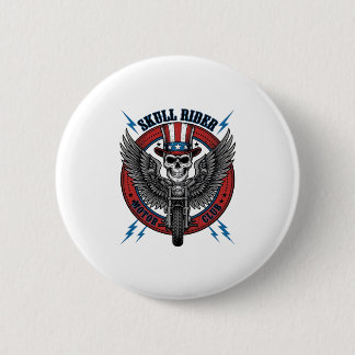 Patriotic Skull Motorcycle Eagle Vintage 2 Inch Round Button