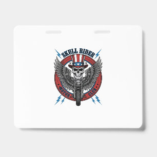 Patriotic Skull Motorcycle Eagle Vintage Badge