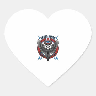 Patriotic Skull Motorcycle Eagle Vintage Heart Sticker