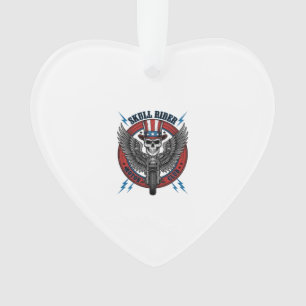 Patriotic Skull Motorcycle Eagle Vintage Ornament