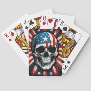 "Patriotic Skull: Stars and Stripes Rebellion" Playing Cards