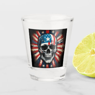 "Patriotic Skull: Stars and Stripes Rebellion" Shot Glass