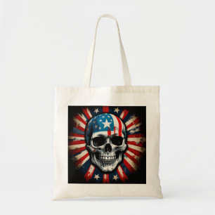 "Patriotic Skull: Stars and Stripes Rebellion" Tote Bag