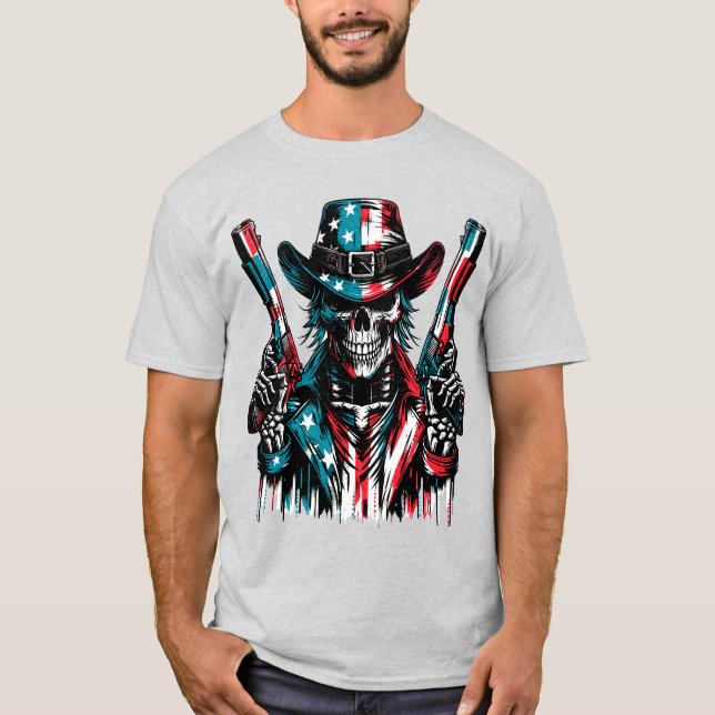 Patriotic Skull  T-Shirt (Front)