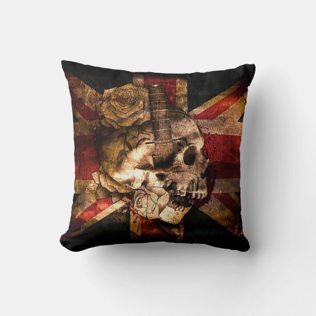 Patriotic Skull Throw Pillow (Front)