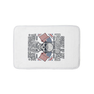 Patriotic Skull Vintage Engraving Quote Vector Des Bath Mat