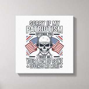 Patriotic Skull Vintage Engraving Quote Vector Des Canvas Print