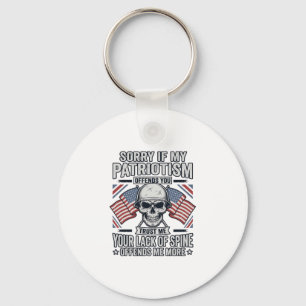 Patriotic Skull Vintage Engraving Quote Vector Des Keychain