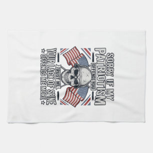 Patriotic Skull Vintage Engraving Quote Vector Des Kitchen Towel