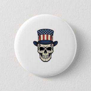 Patriotic Skull Vintage Engraving Shirt Design_1 2 Inch Round Button