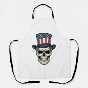 Patriotic Skull Vintage Engraving Shirt Design_1 Apron