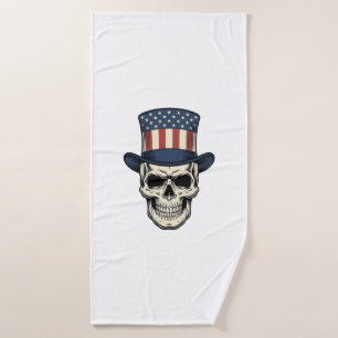 Patriotic Skull Vintage Engraving Shirt Design_1 Bath Towel