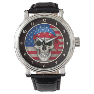 Patriotic Skull Watch
