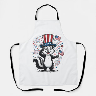 Patriotic Skunk Vintage Fireworks Graphic Shirt_1 Apron