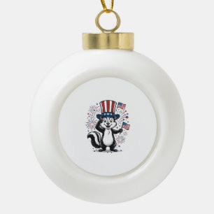 Patriotic Skunk Vintage Fireworks Graphic Shirt_1 Ceramic Ball Christmas Ornament