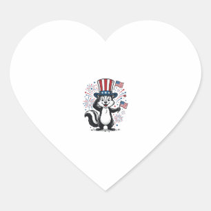 Patriotic Skunk Vintage Fireworks Graphic Shirt_1 Heart Sticker