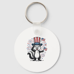 Patriotic Skunk Vintage Fireworks Graphic Shirt_1 Keychain