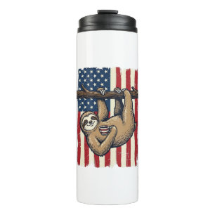 Patriotic Sloth Vintage Engraving Shirt Design_1 Thermal Tumbler