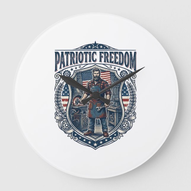 Patriotic Small Business Owner Large Clock (Front)