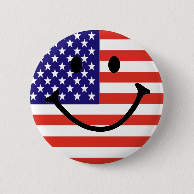 Patriotic Smile Face 2 Inch Round Button (Front)