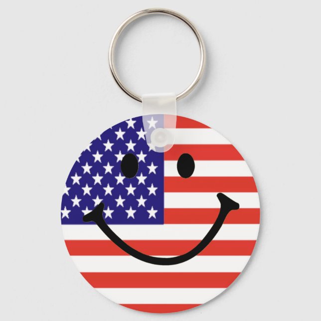 Patriotic Smile Face Keychain (Front)