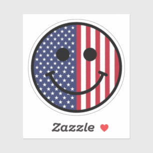 Patriotic Smiley Face American Flag Red White Blue