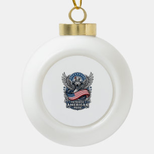 Patriotic Snake Skull Liberty Beast Animal Hybrid  Ceramic Ball Christmas Ornament