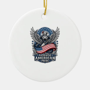 Patriotic Snake Skull Liberty Beast Animal Hybrid  Ceramic Ornament