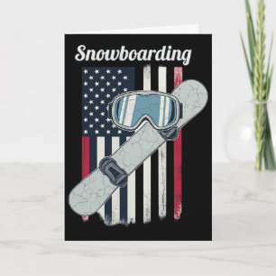 Patriotic Snowboarding USA Flag & Snowboard Sports Card