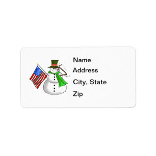 Patriotic Snowman Address Labels