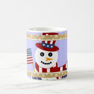 Patriotic Snowman with Flag Mug - Cup