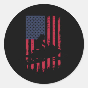 Patriotic Snowmobile Rider Usa Flag Winter Sports  Classic Round Sticker