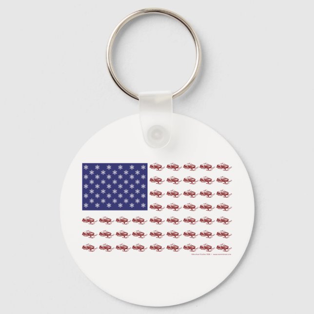 Patriotic Snowmobiling Keychain (Front)